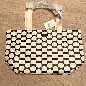 Kate Spade canvas tote with black leather handle
